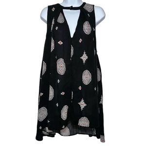 Free People Women’s Black Medallion Snap Out of It Swing Tunic Dress-Size Medium